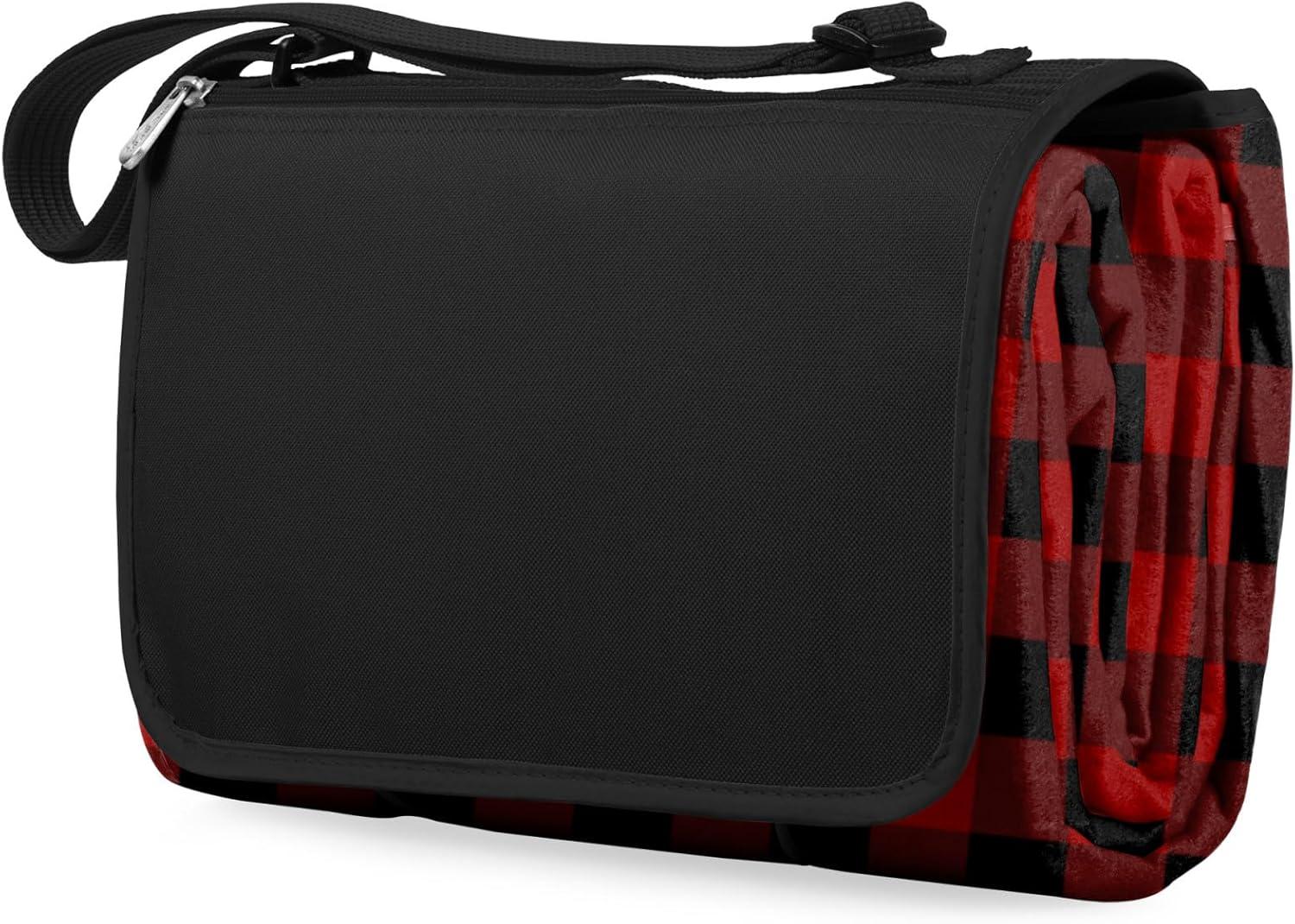 Picnic Time Blanket Tote XL Outdoor Picnic Blanket - Red/Black Buffalo Check