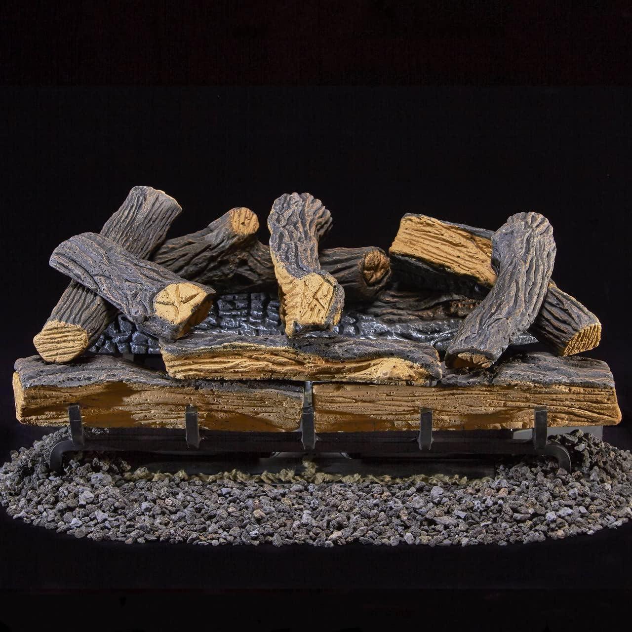 Duluth Forge Duluth Forge Ventless Dual Fuel Gas Log Set, Split Oak, T-Stat Control