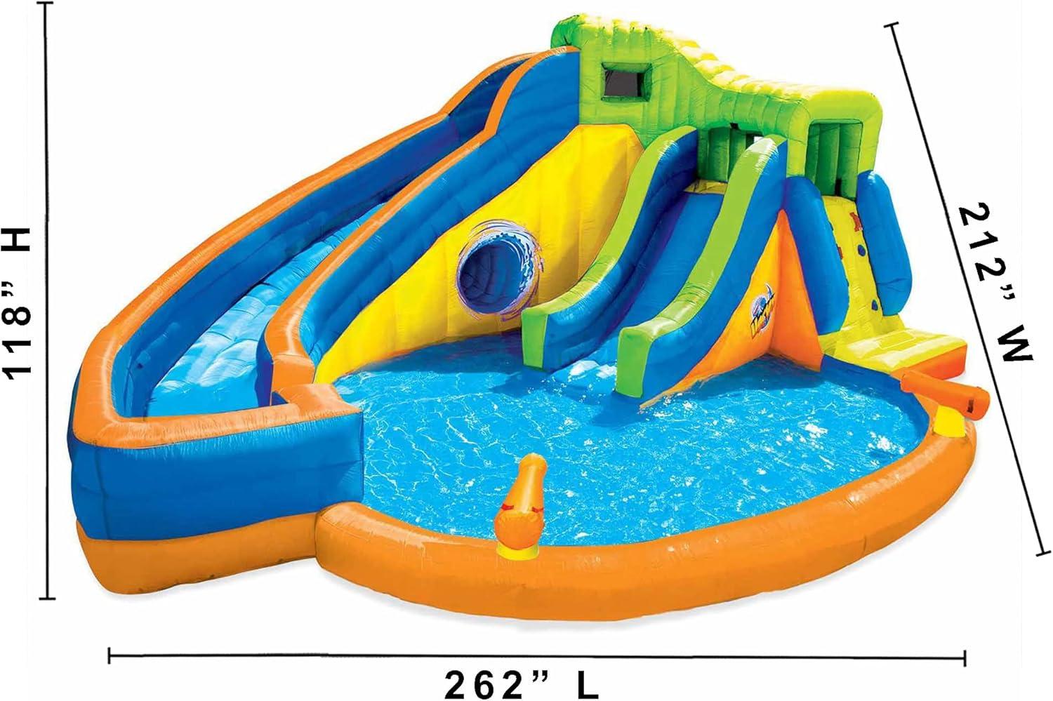 Banzai Banzai Pipeline Twist Kids Inflatable Outdoor Water Pool Aqua Park and Slides