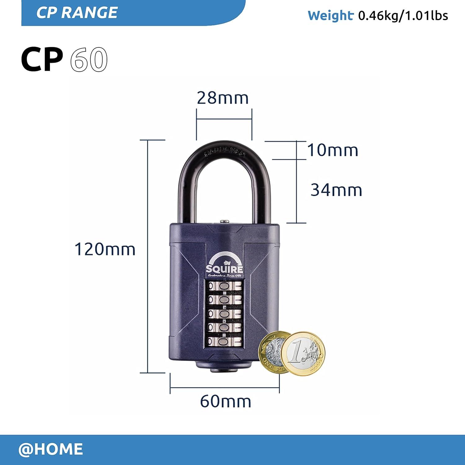 Squire Blue 60mm 5-Wheel Combination Padlock