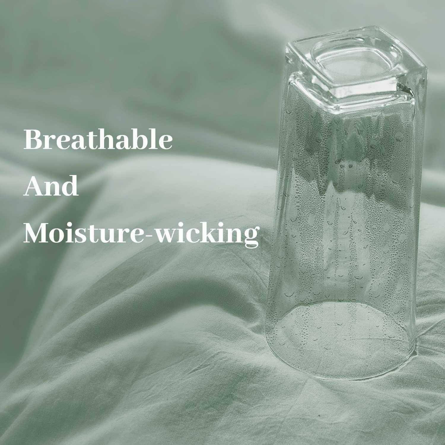 NEXHOME PRO Duvet Cover Set Queen Size Linen Look Textured Organic Natural 100% Washed Cotton Duvet Cover Teal 3 Pieces Bedding Set with Zipper Closure, Breathable, Soft (Aqua Green, No Comforter)