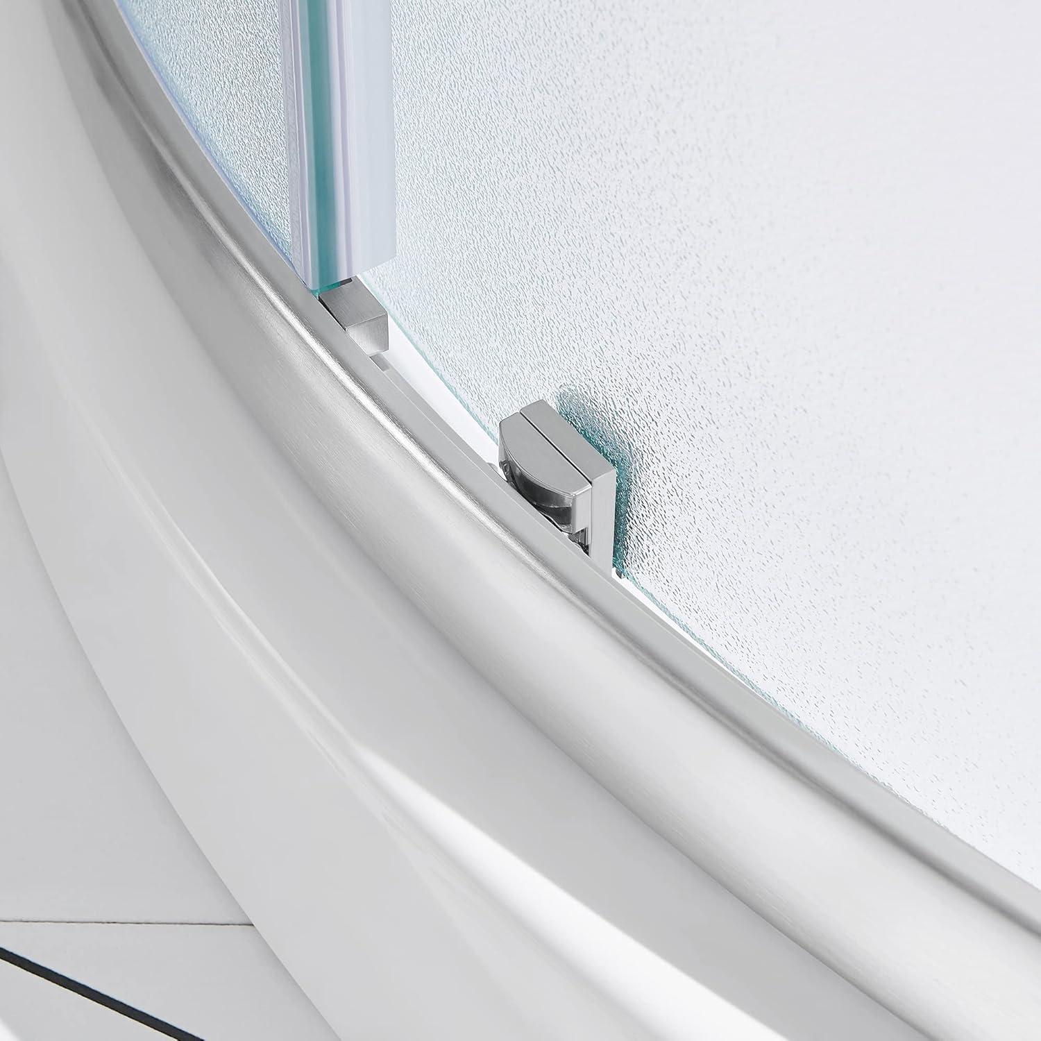 OVE Decors Breeze 40 in. Framed Round Shower Kit w/ Frosted Glass, Base, Wall in Chrome Finish