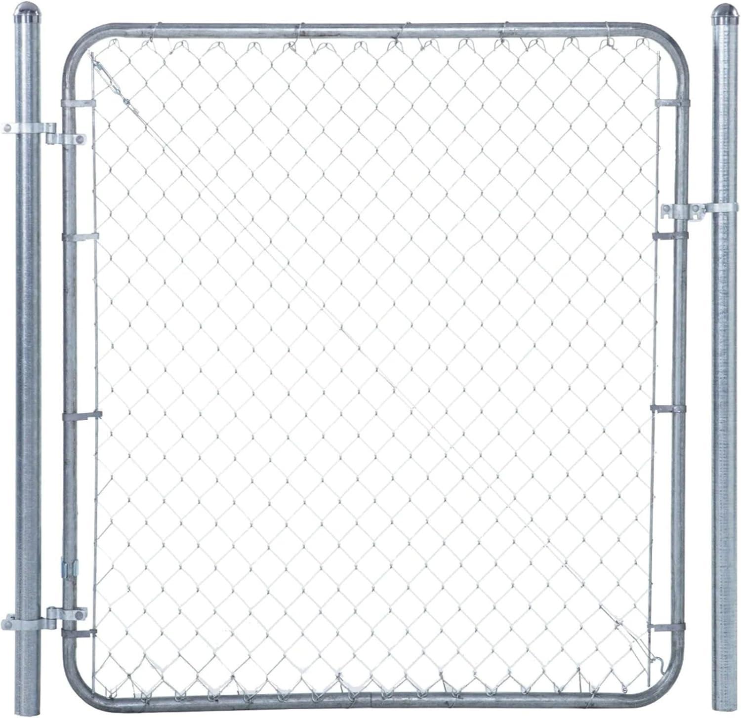 Adjust-A-Gate Fit-Right Chain Link Fence Walk-Through Gate Kit, Metal Fencing Gate with Round Corner Frame