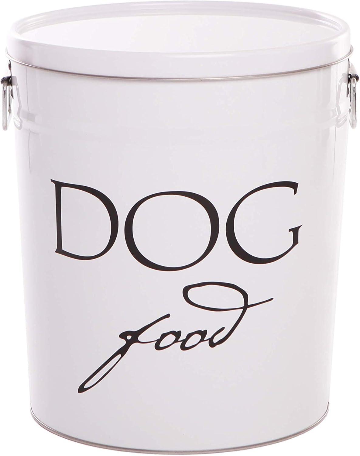 White Airtight Metal Dog Food Storage Canister, Small