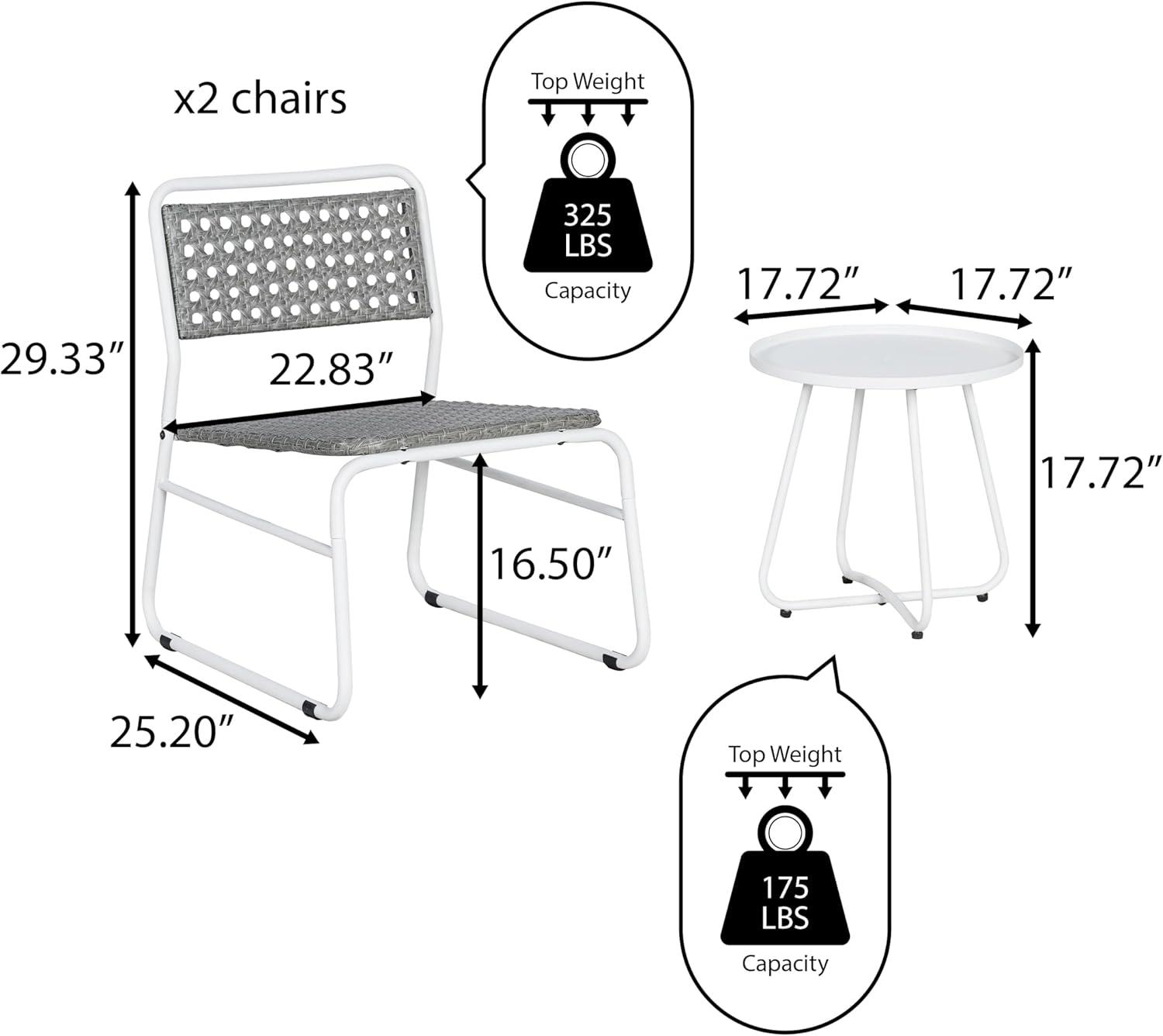 Freja 3-Piece Mid-Century Modern Faux Rattan Conversation Outdoor Patio Set - JONATHAN Y