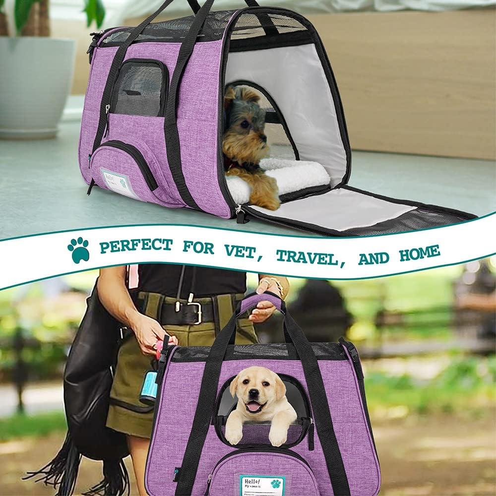 PetAmi Airline Approved Pet Carrier for Cat Dog, Soft Sided Travel Supplies Accessories, Ventilated Carrying Bag Kitten Puppy