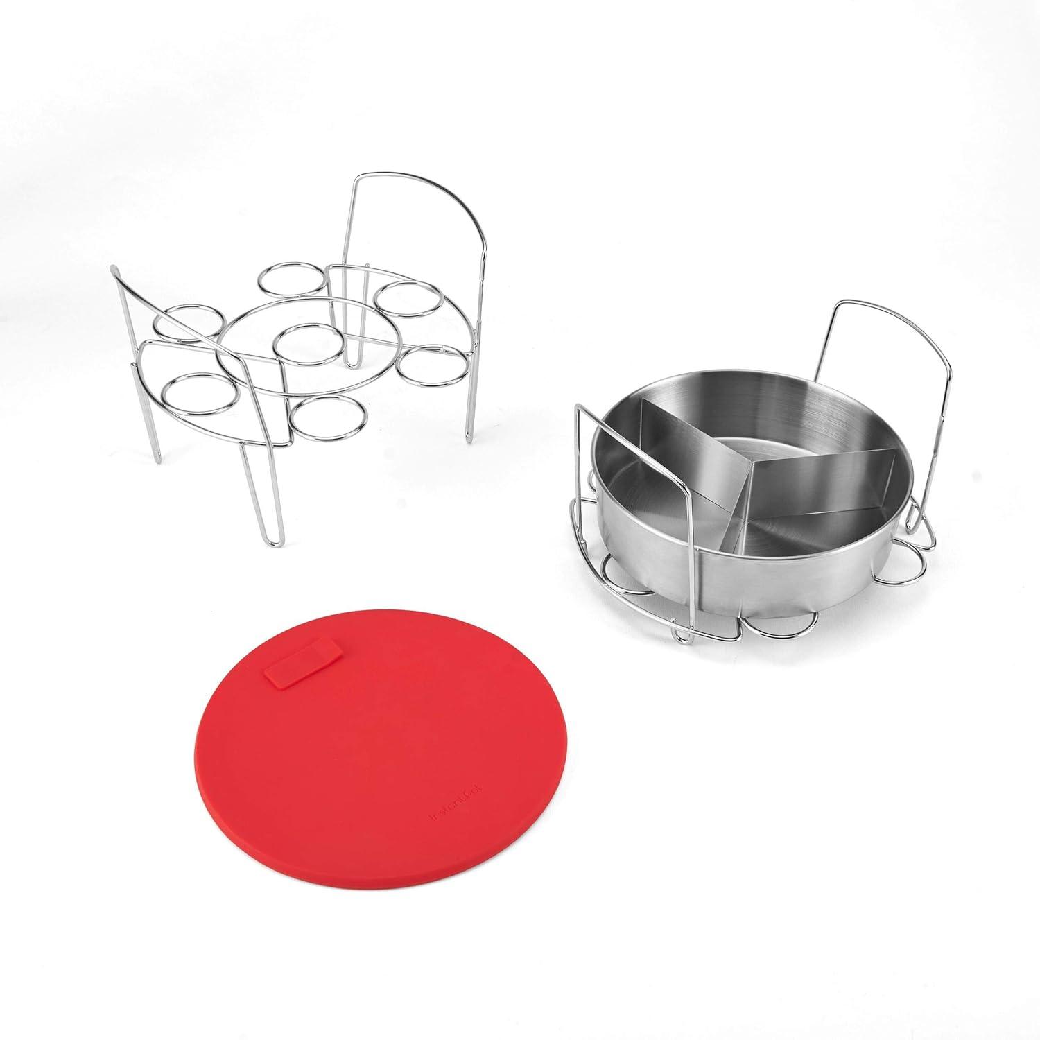 Instant Pot Cook/Bake Set of 2 - Wire Egg Racks and 1 Stainless Steel Pan with Lid