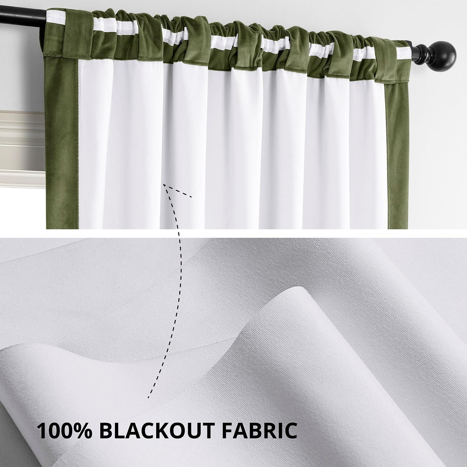 Half Price Drapes Signature Hunter Green Velvet Blackout Curtains For Bedrooms (1 Panel), 50WX 84L