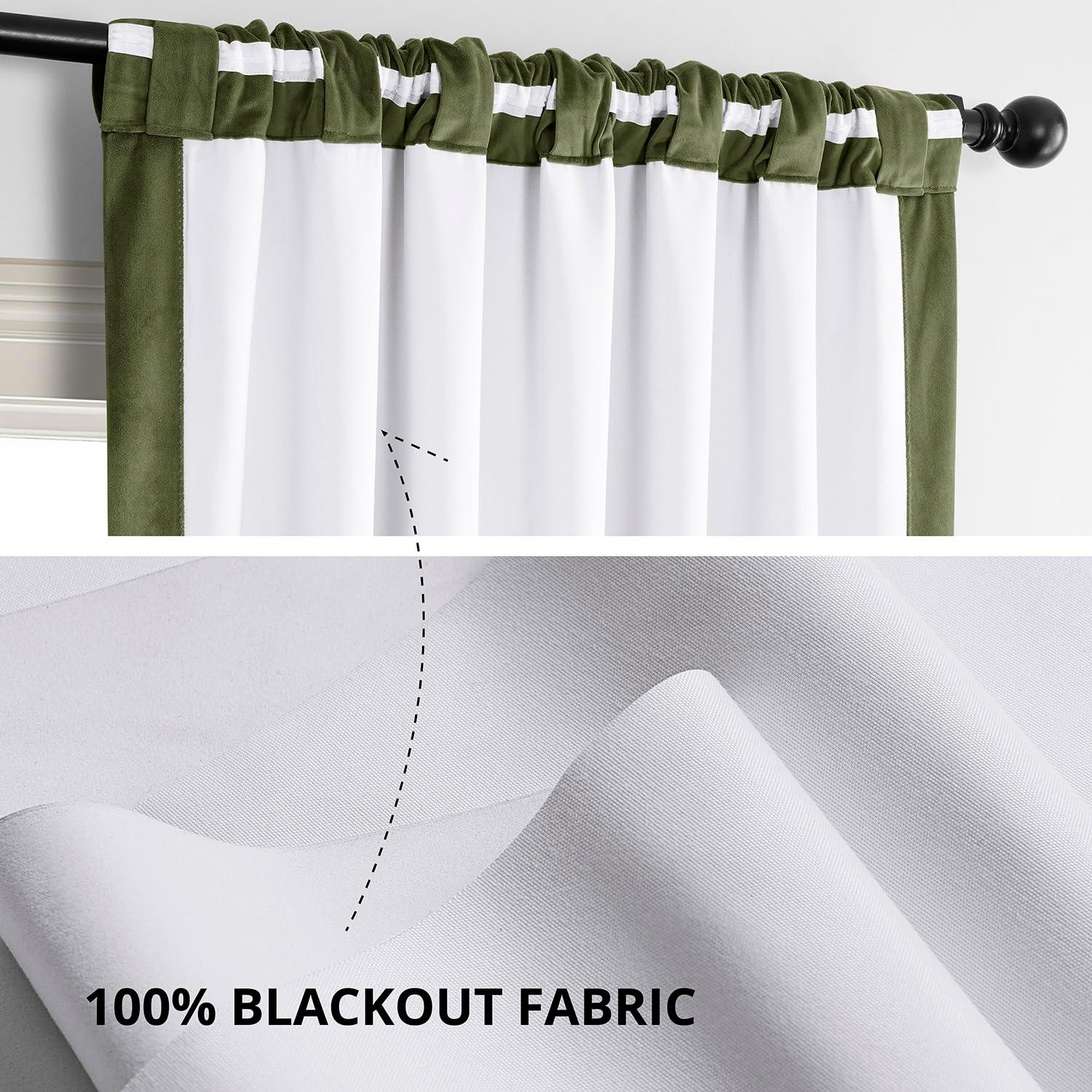 Half Price Drapes Signature Hunter Green Velvet Blackout Curtains For Bedrooms (1 Panel), 50WX 84L