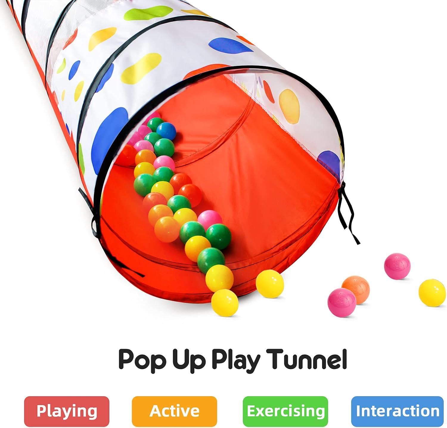 Colorful 6-Foot Pop-Up Kids Play Tunnel with Mesh Sides