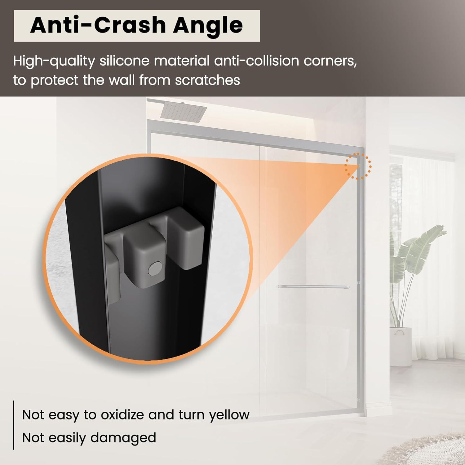 LOONGFIELD Sliding Shower Glass Door 56-60 In. W X 72 In. H, Adjustable Semi Frameless Shower Door, Certified Thick Clear Clear Tempered Glass, 304 Stainless Steel Handles ASTARQ-W2269P144324