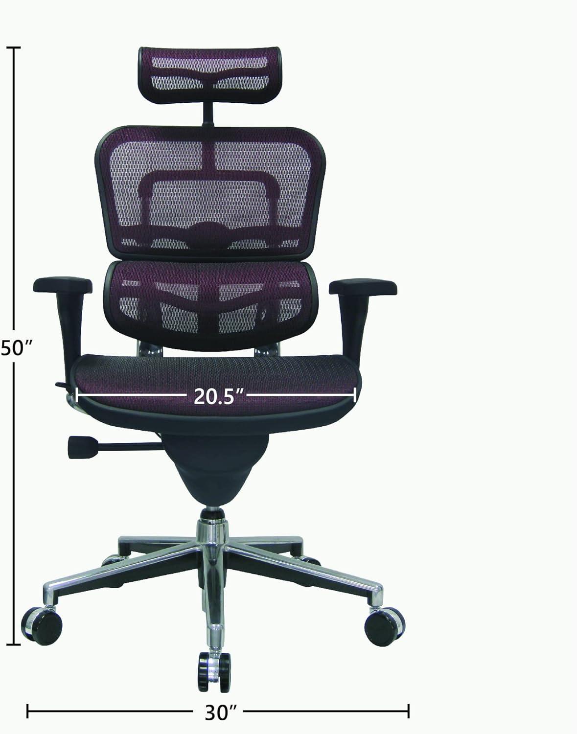 Raynor Eurotech Ergo Human High Back Managers Chair with Headrest and Mesh Plum Red ME7ERG-Red(N)