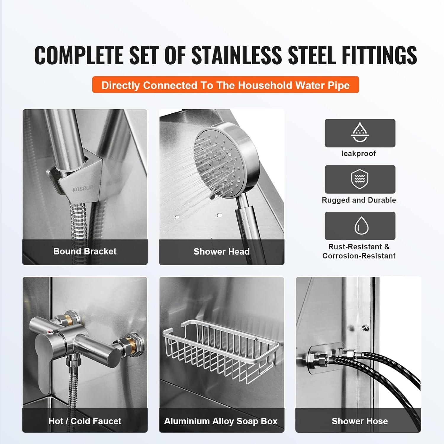 VEVOR 62" W Metal Dog Grooming Tub with Left Door Opening