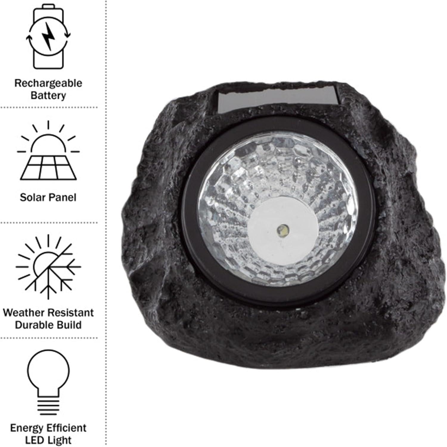 Pure Garden Weather Resistant Solar Rock Lights Outdoor Spot Lights 4-Pack