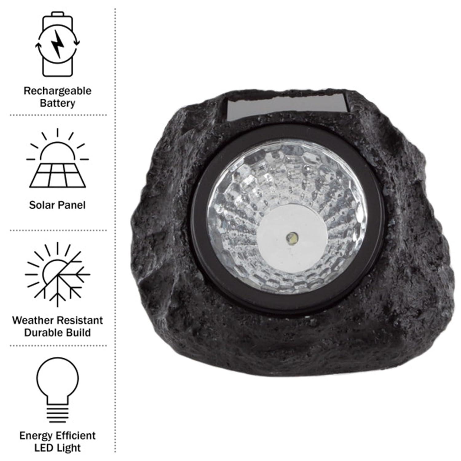 Pure Garden Weather Resistant Solar Rock Lights Outdoor Spot Lights 4-Pack