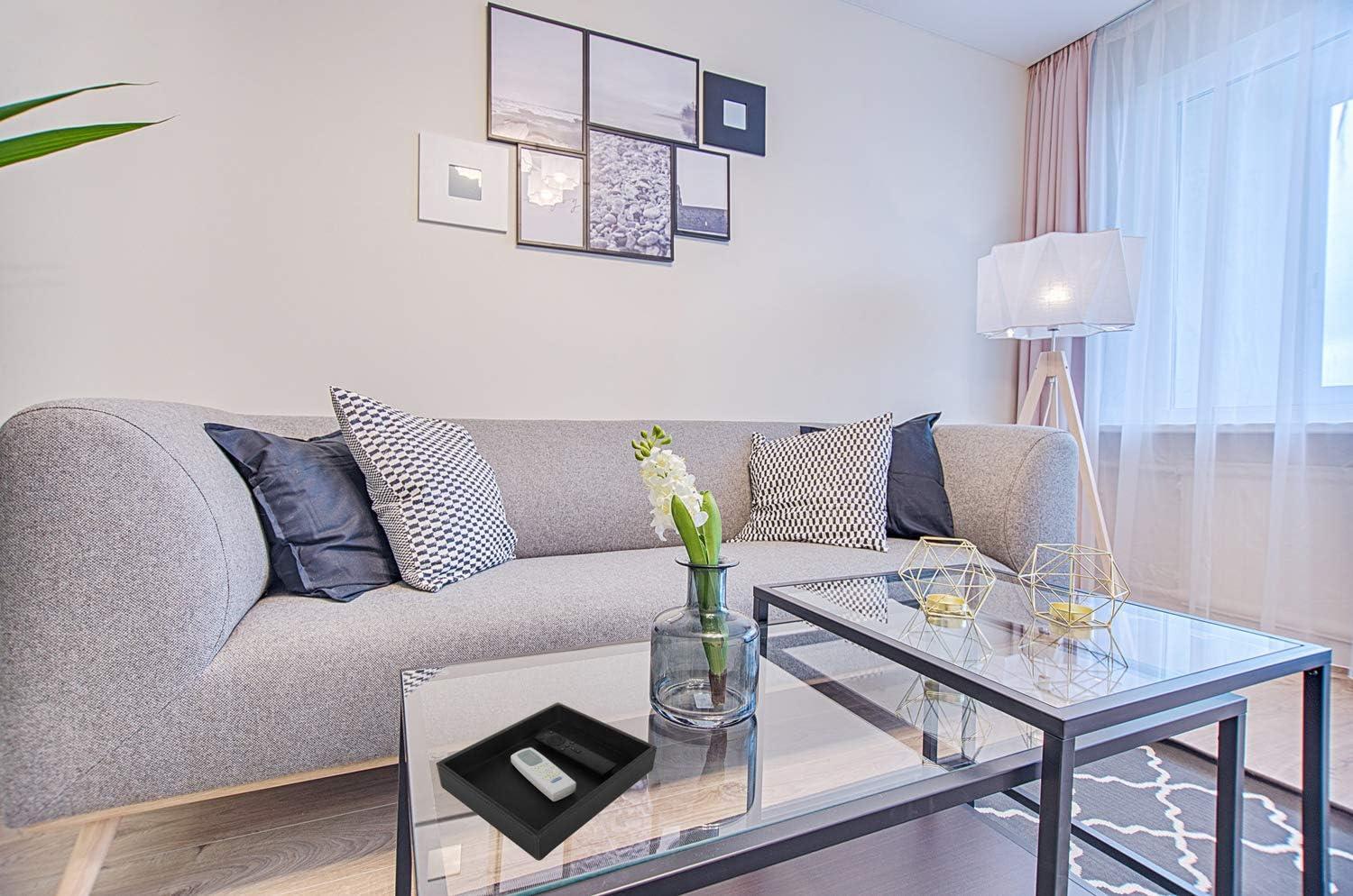 HofferRuffer PU Leather Catchall Tray, Jewelry Tray, Desktop Storage Organizer, Valet Tray, Leather Tray for Nightstand or Dreeser Organizer, Black, 10.2 x 8.4 x 1.8 inches