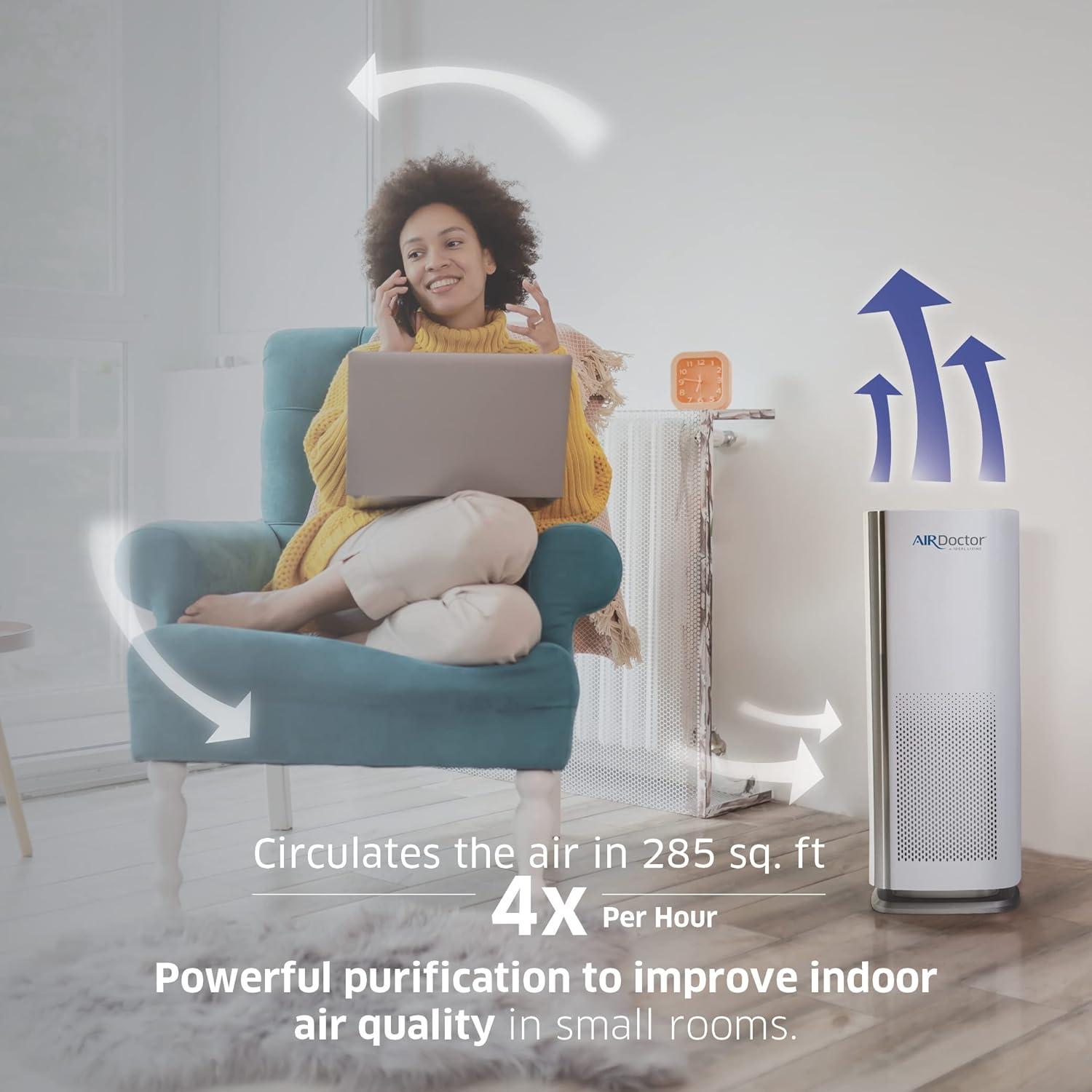 AIRDOCTOR AD1000 4-in-1 Air Purifier | Guest Rooms, Kids Bedrooms, Home Offices | Circulates 285 sq. ft. 4x/Hour