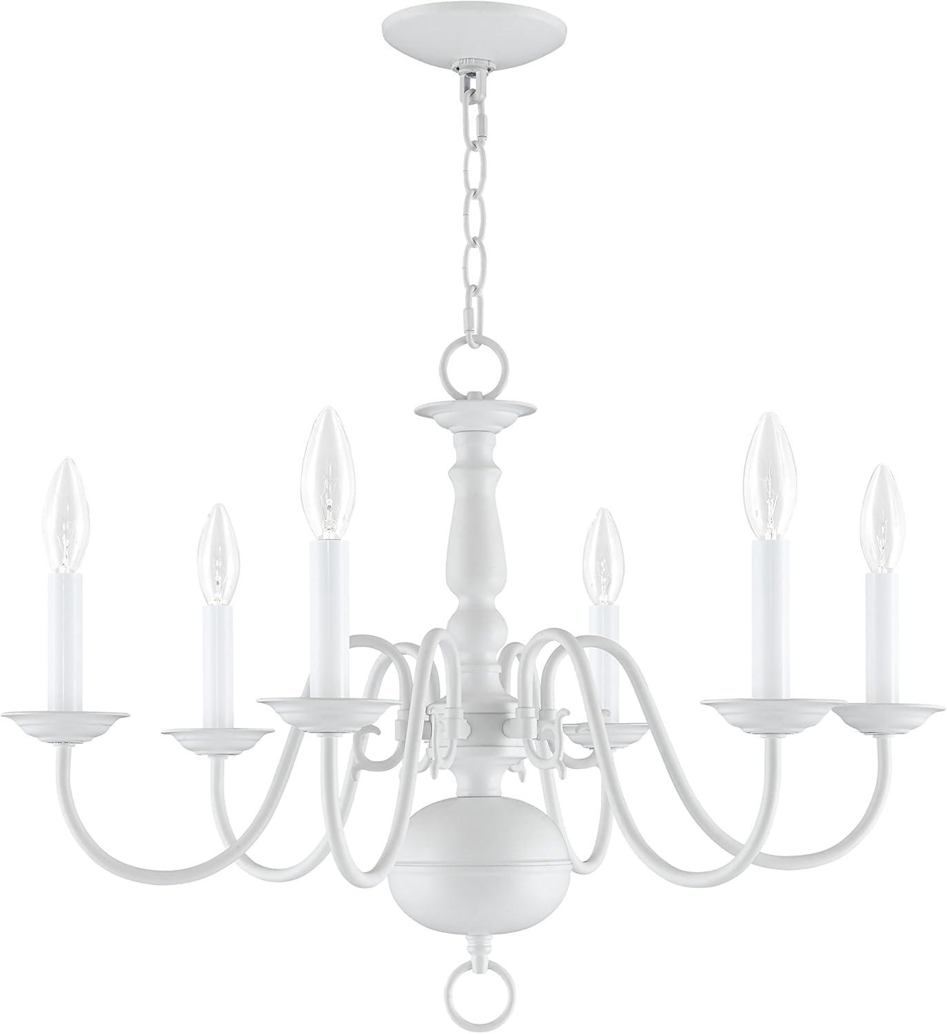 Colonial Elegance White 6-Light Candelabra Chandelier