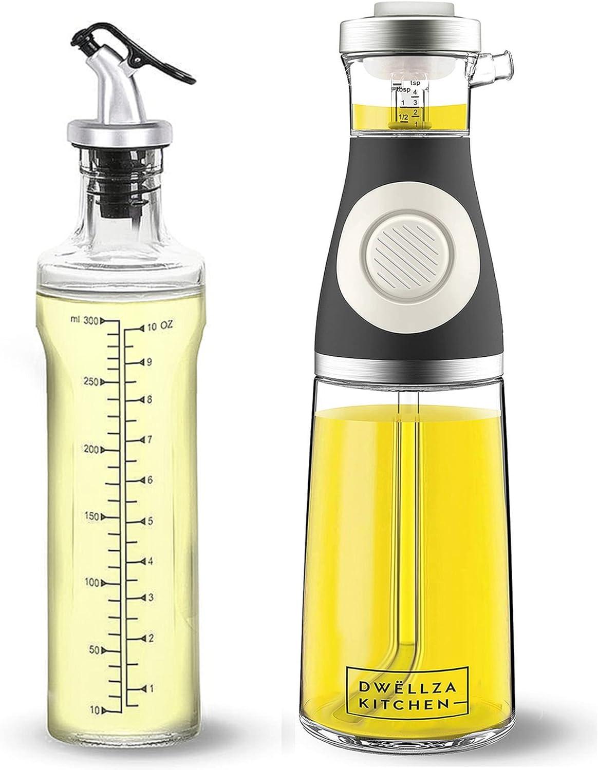 Dwellza Kitchen Cooking Olive Oil Dispenser Bottles For Kitchen With Drain And Measurements