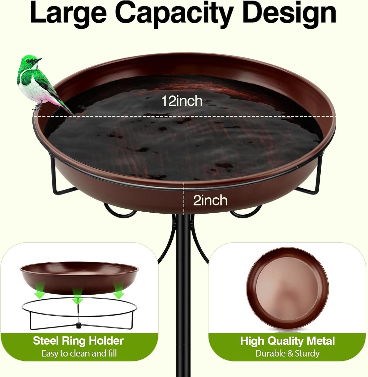 35-Inch Brown Metal Bird Bath with 5-Prong Base