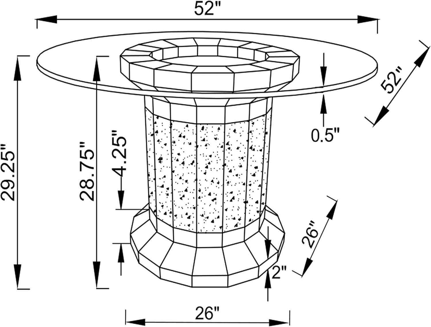 Coaster Ellie Cylinder Pedestal Glass Top Dining Table in Mirror