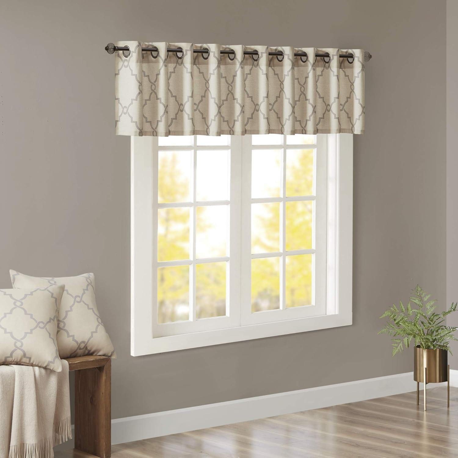 Madison Park Saratoga Fretwork Print Grommet Top Single Window Valance