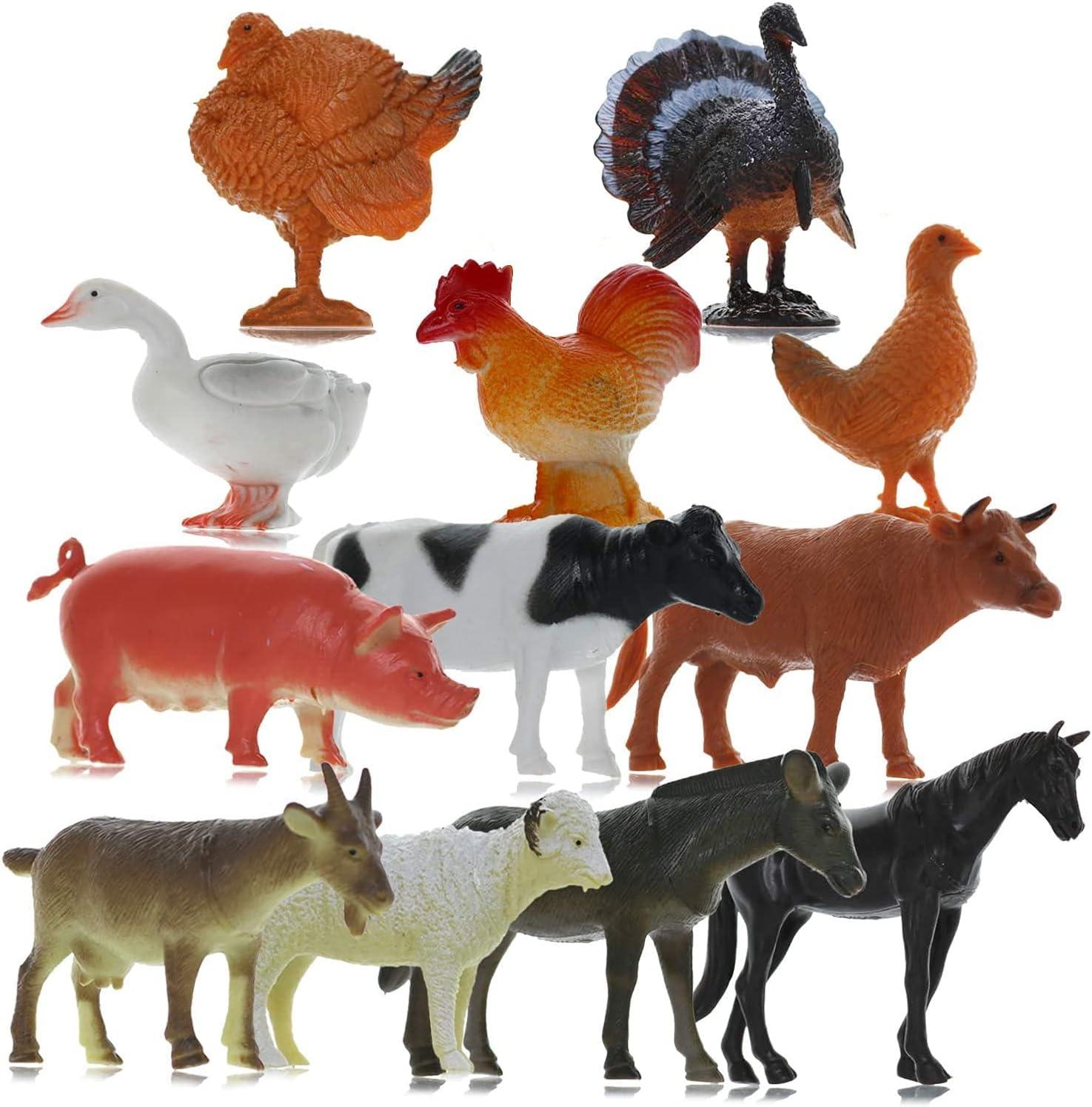 GIFTEXPRESS 5'' Farm Animals Figurine, Set of 12