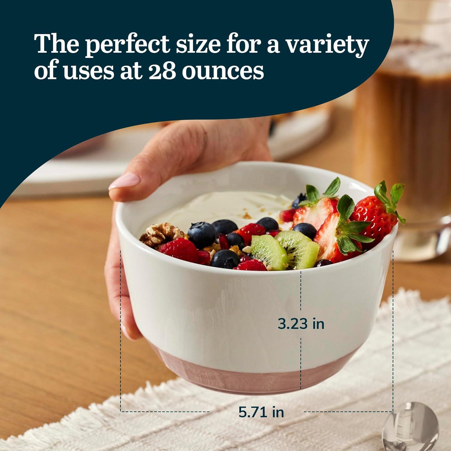 Austin Libbey 28-Ounce Porcelain Soup Salad Bowl, Set Of 4