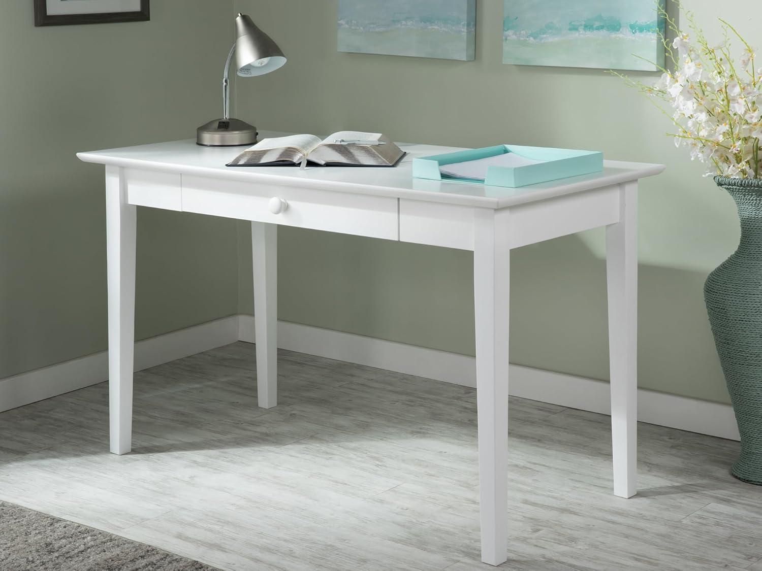 AFI Shaker Solid Wood Writing Desk with Elegant Felt Drawer in White