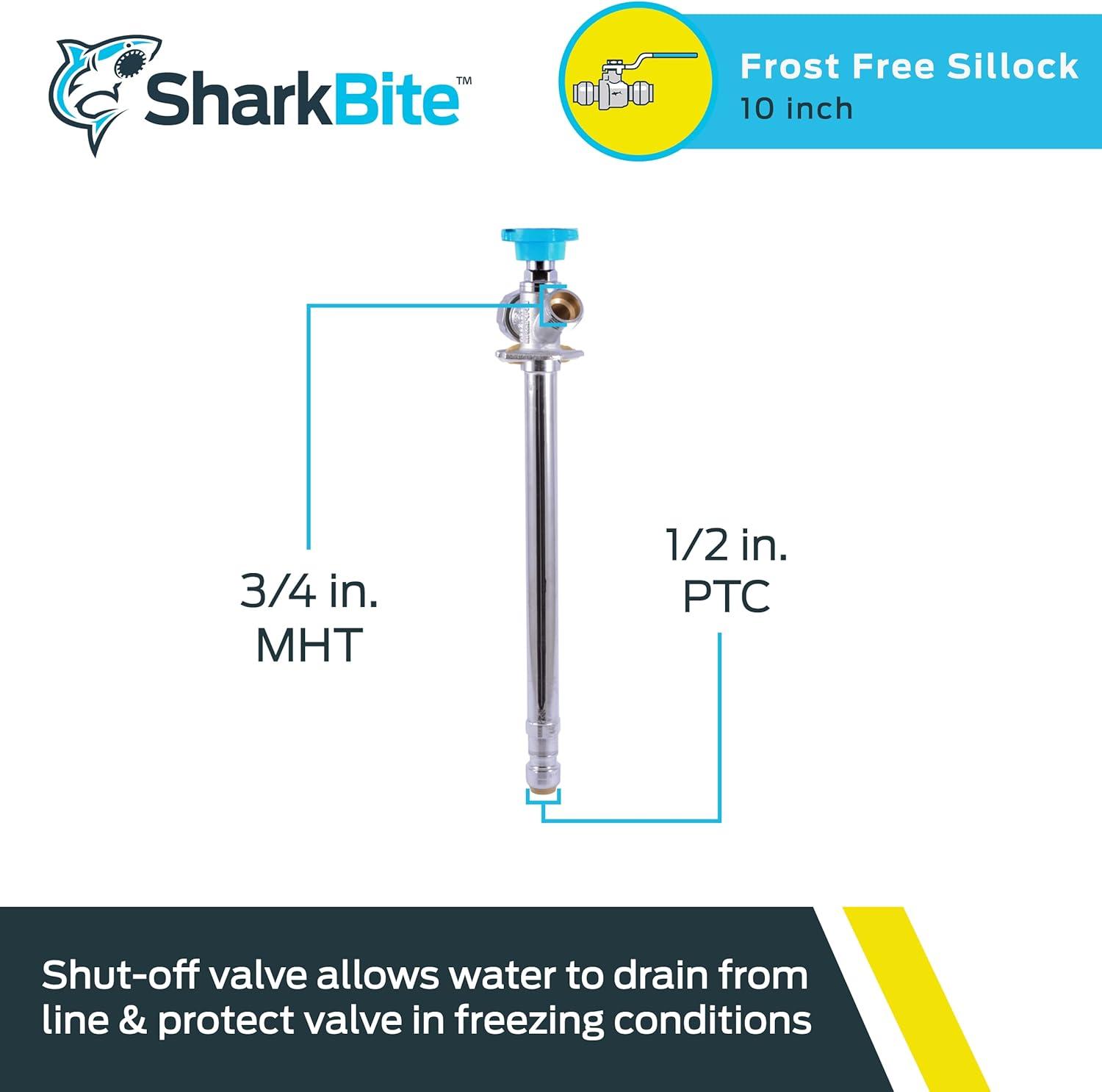 SharkBite 1/2 in. X 10 in. Push-to-Connect X MHT Brass Anti-Siphon Frost Free Sillcock Valve NOB