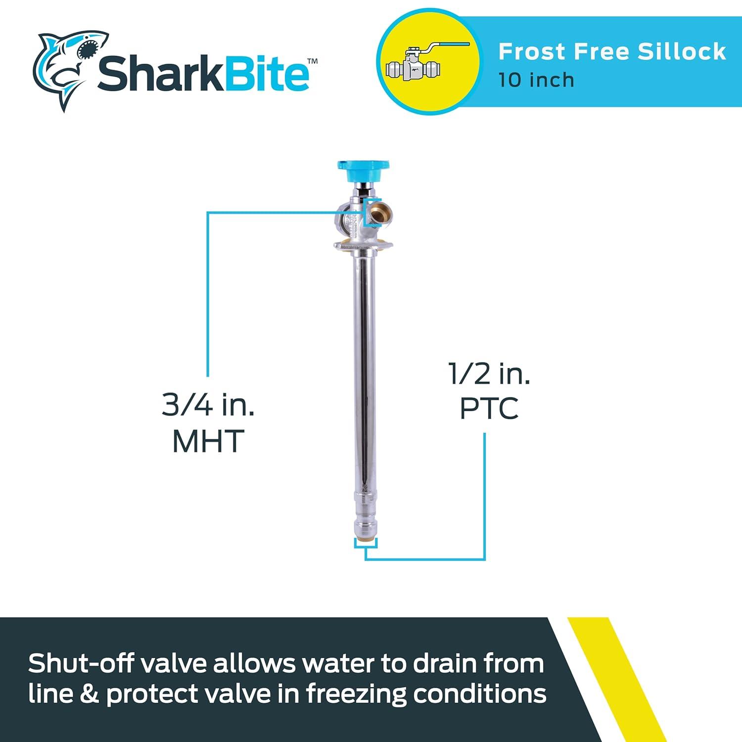 SharkBite 1/2 in. X 10 in. Push-to-Connect X MHT Brass Anti-Siphon Frost Free Sillcock Valve NOB