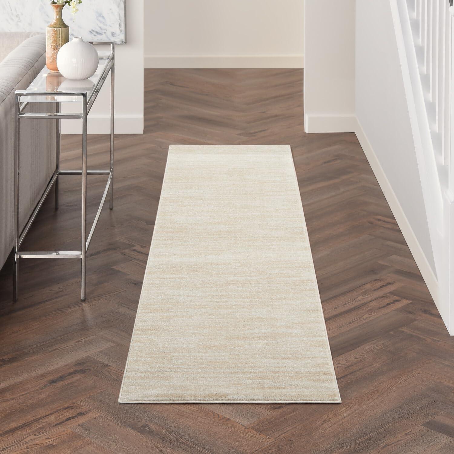 Nourison Essentials Easy Care Indoor Outdoor Area Rug - Ivory Beige 2' x 6'