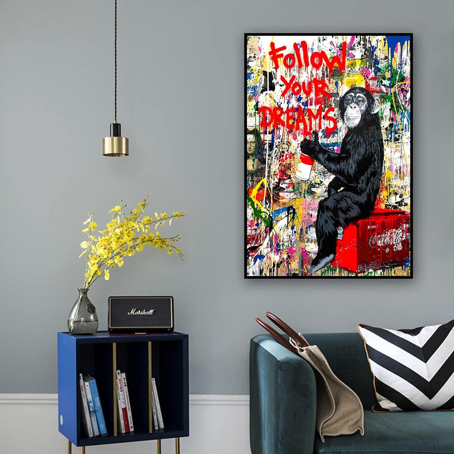 Banksy Inspired Gorilla Follow Your Dreams Canvas Print