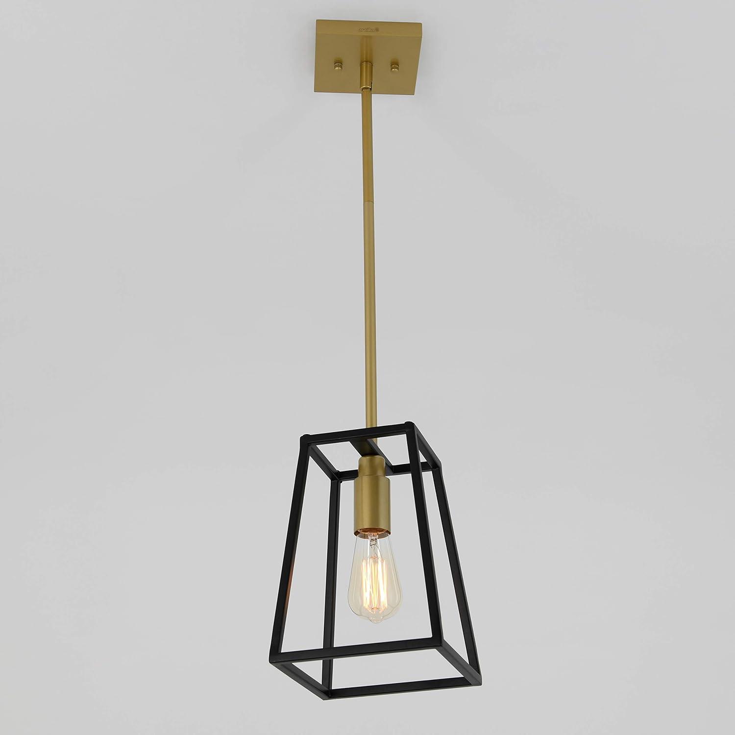 Artika Carter 1 Light Geometric Mini Pendant Light Fixture Black and Gold