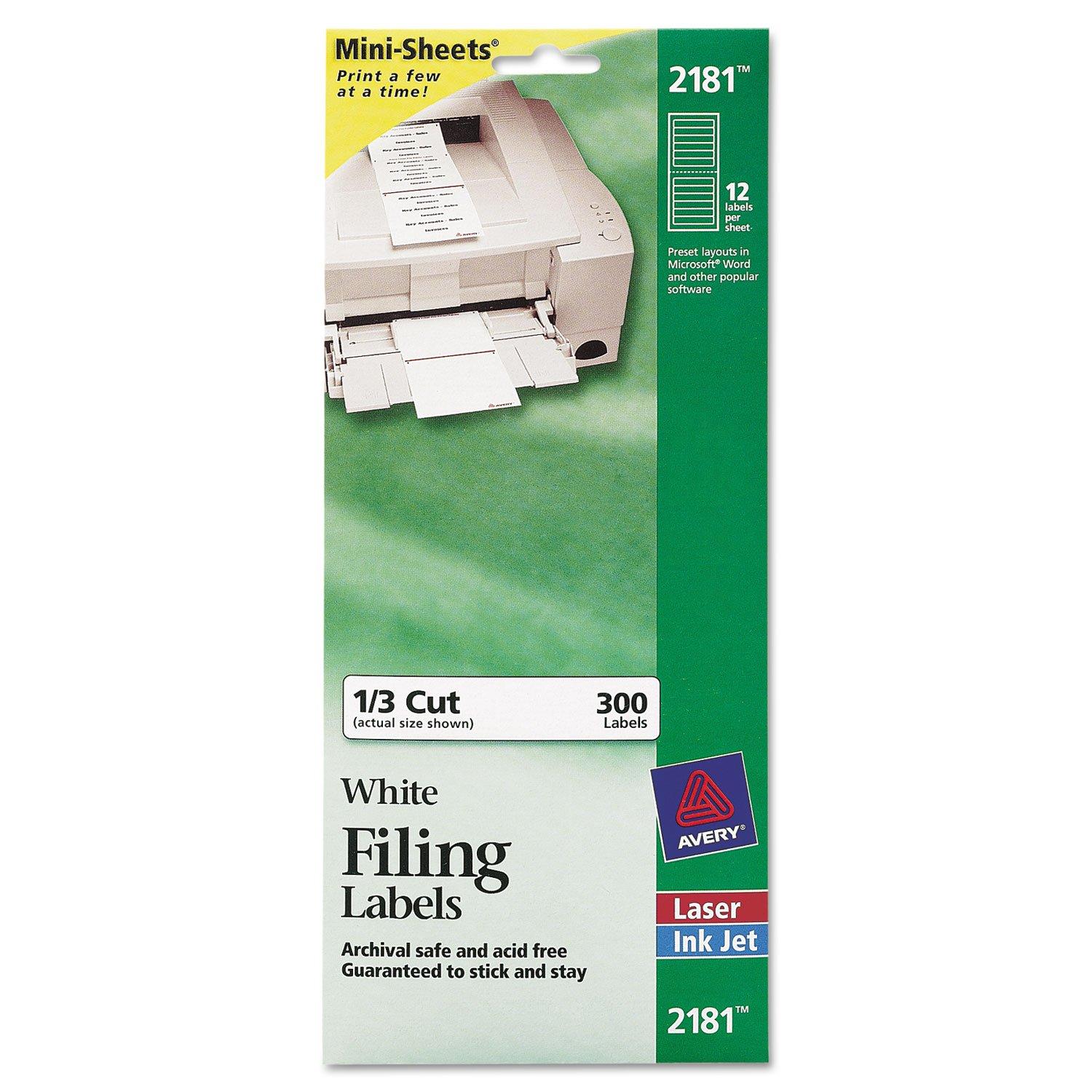 Avery Mini-Sheets File Folder Labels, 2/3" x 3-7/16", 300ct (2181)