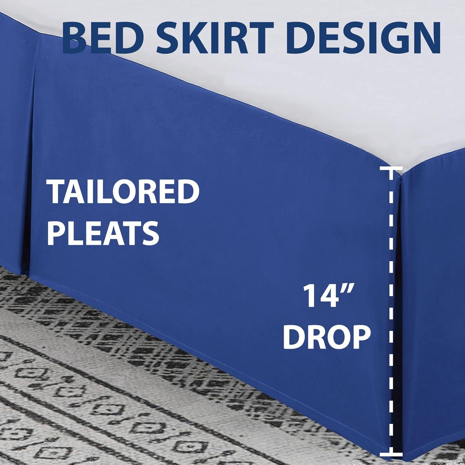 Swift Home | Basics Pleated Microfiber Bed Skirt 14-inch Drop Royal Blue Twin
