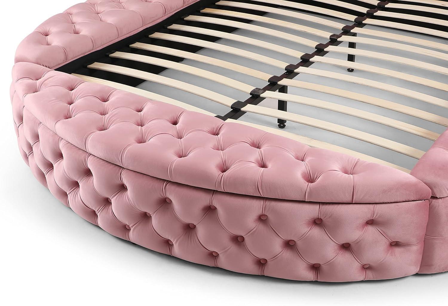 Woodpeckers Furniture and Mattress Upholstered Round Storage Bed