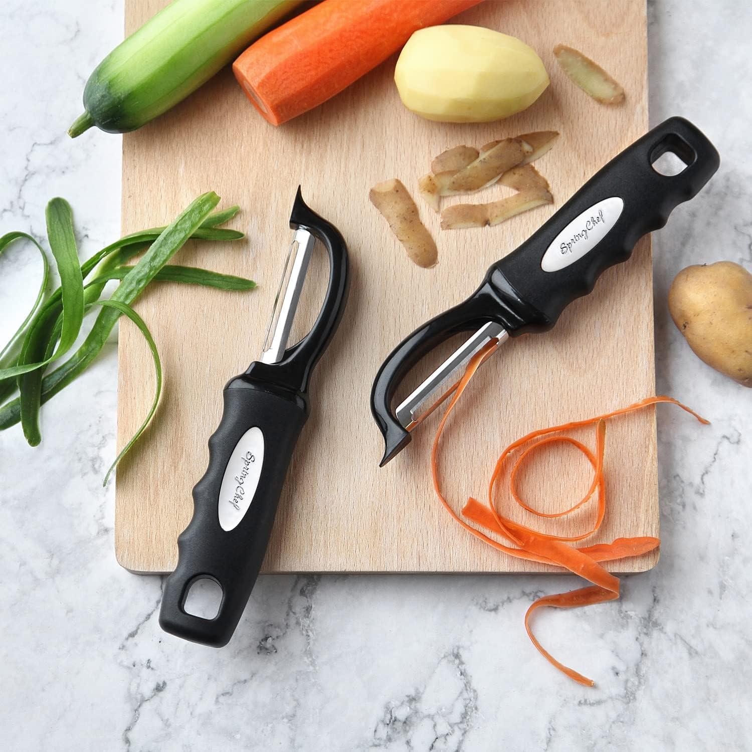 Ergonomic Black Rubber Handle Stainless Steel Vegetable Peeler