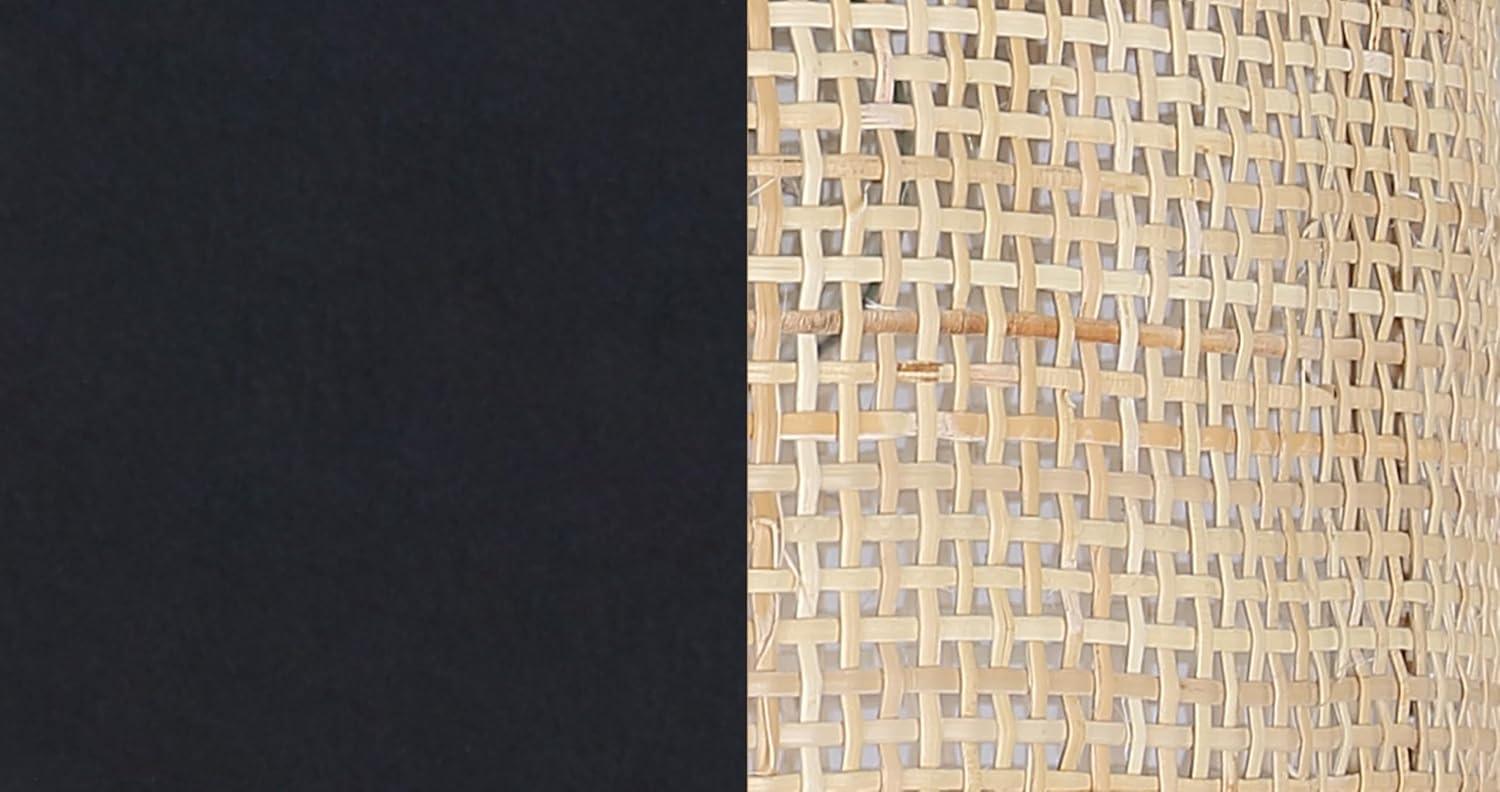 Bellamy 19-Inch 3-Light Flush Mount Ceiling Light – Contemporary Black Finish with Natural Rattan Shade, Warm Lighting for Bedroom, Hallway, or Entryway