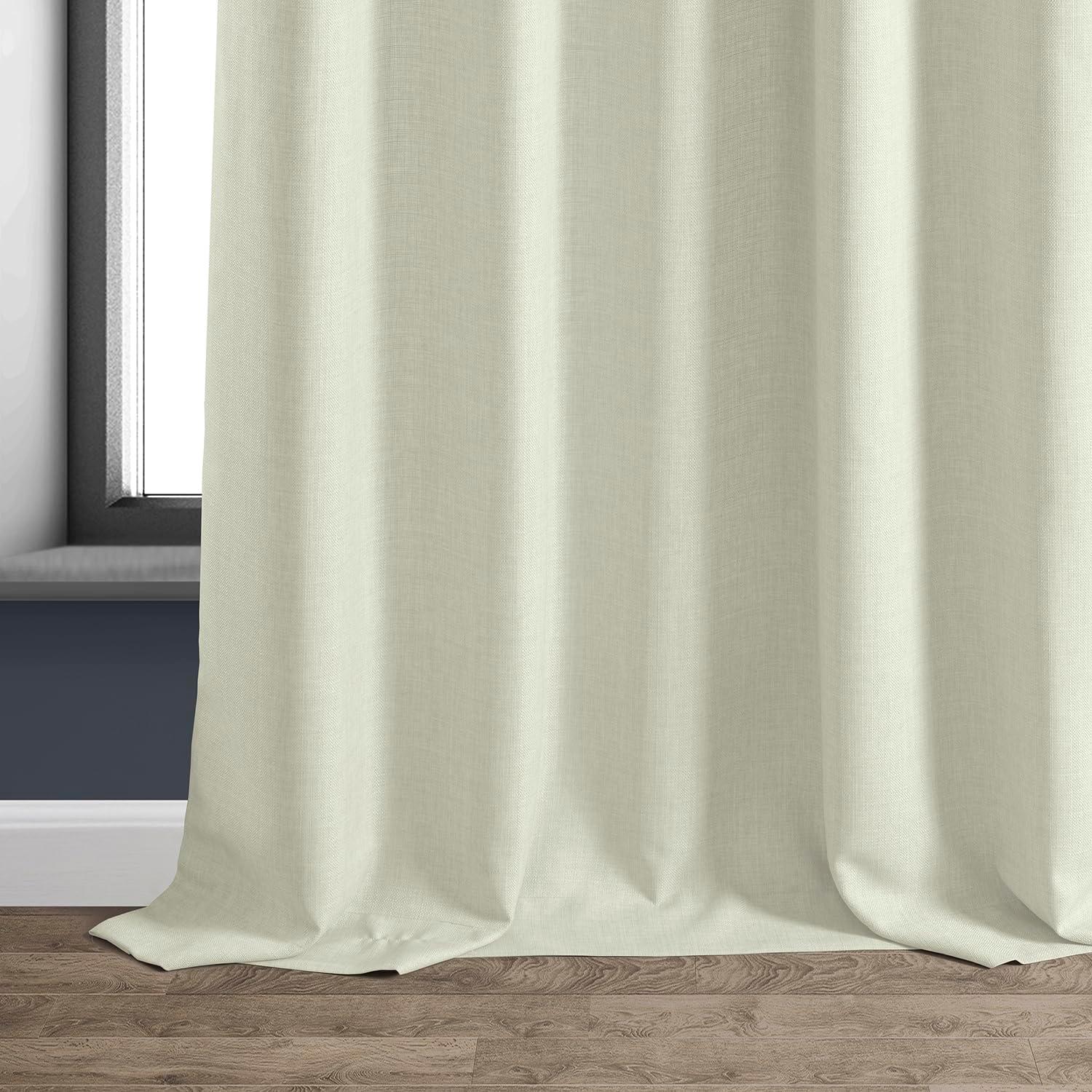 Half Price Drapes Gravity Ivory Italian Faux Linen Room Darkening Curtains (1 Panel), 50W X 108L