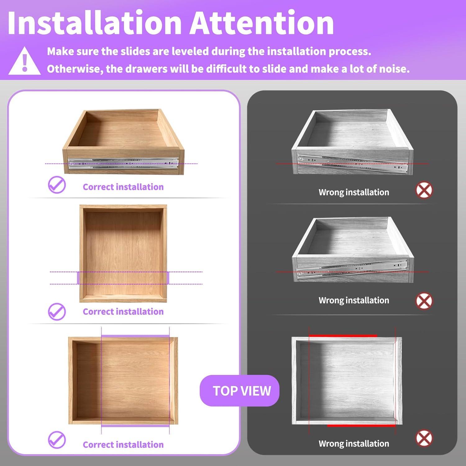 1 Pair Soft Close Stainless Steel Full Extension Drawer Hardware Slides 100 lb Load Capacity Side Mount Ball Bearing Self Close Kitchen Cabinet Rails Dresser Runners(Sliver,14 inch)