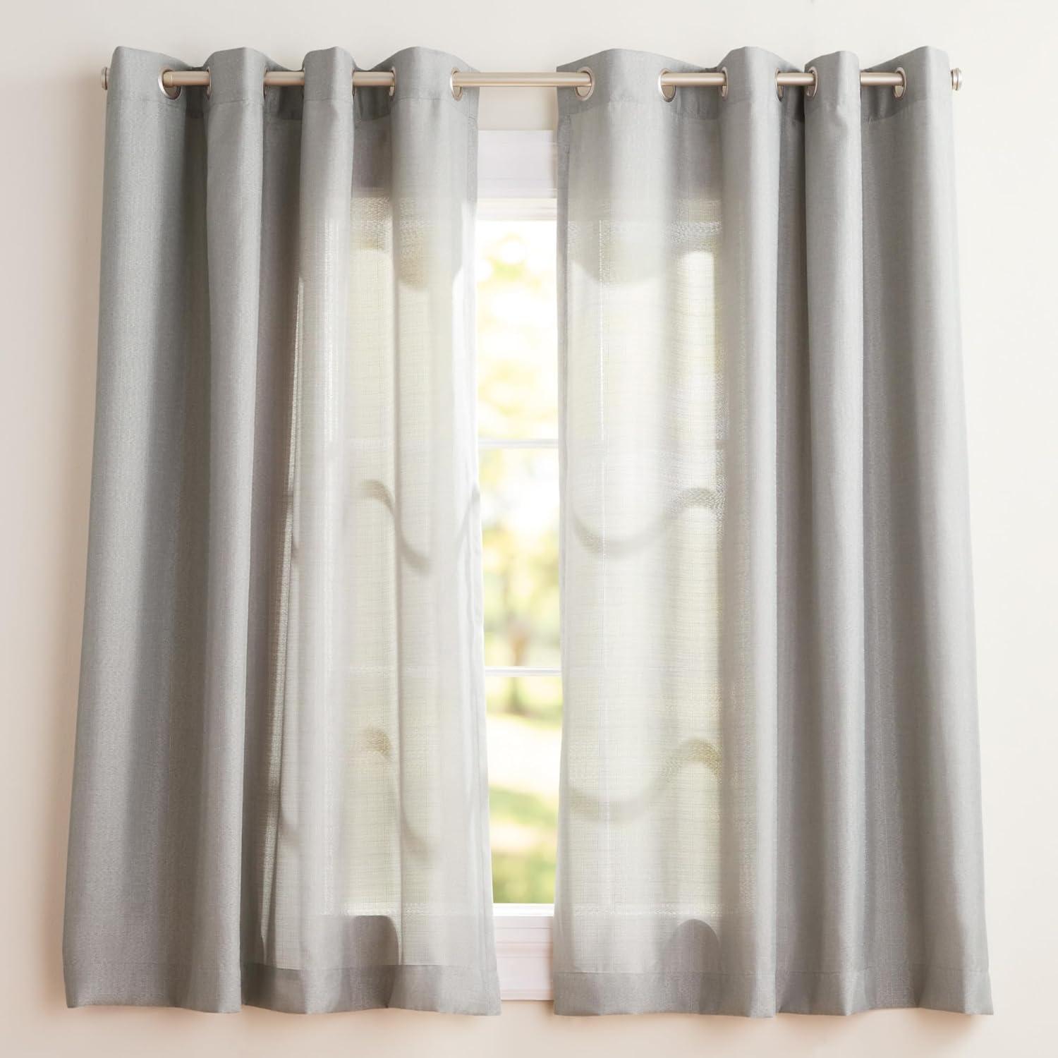 Set of 2 (63"x54") Loha Linen Grommet Top Light Filtering Curtain Panel Dove Gray - Exclusive Home: Modern Polyester