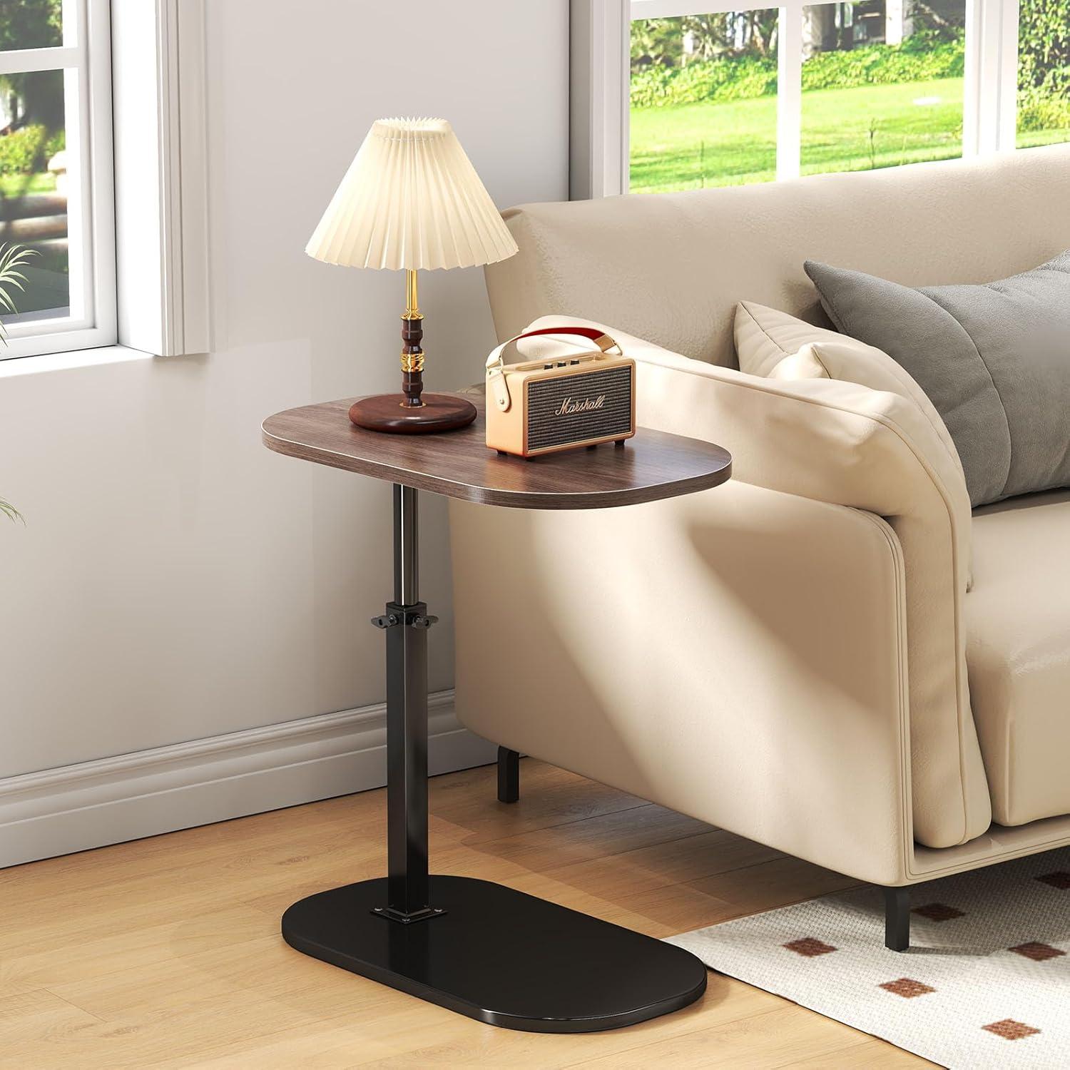 17 Stories C Shaped Side Table,Adjustable Height C Table End Table For Couch,360°Swivel Couch Side Tables Slide Laptop Desk For Sofa/Bed/Bathtub/Rotating Tabletop