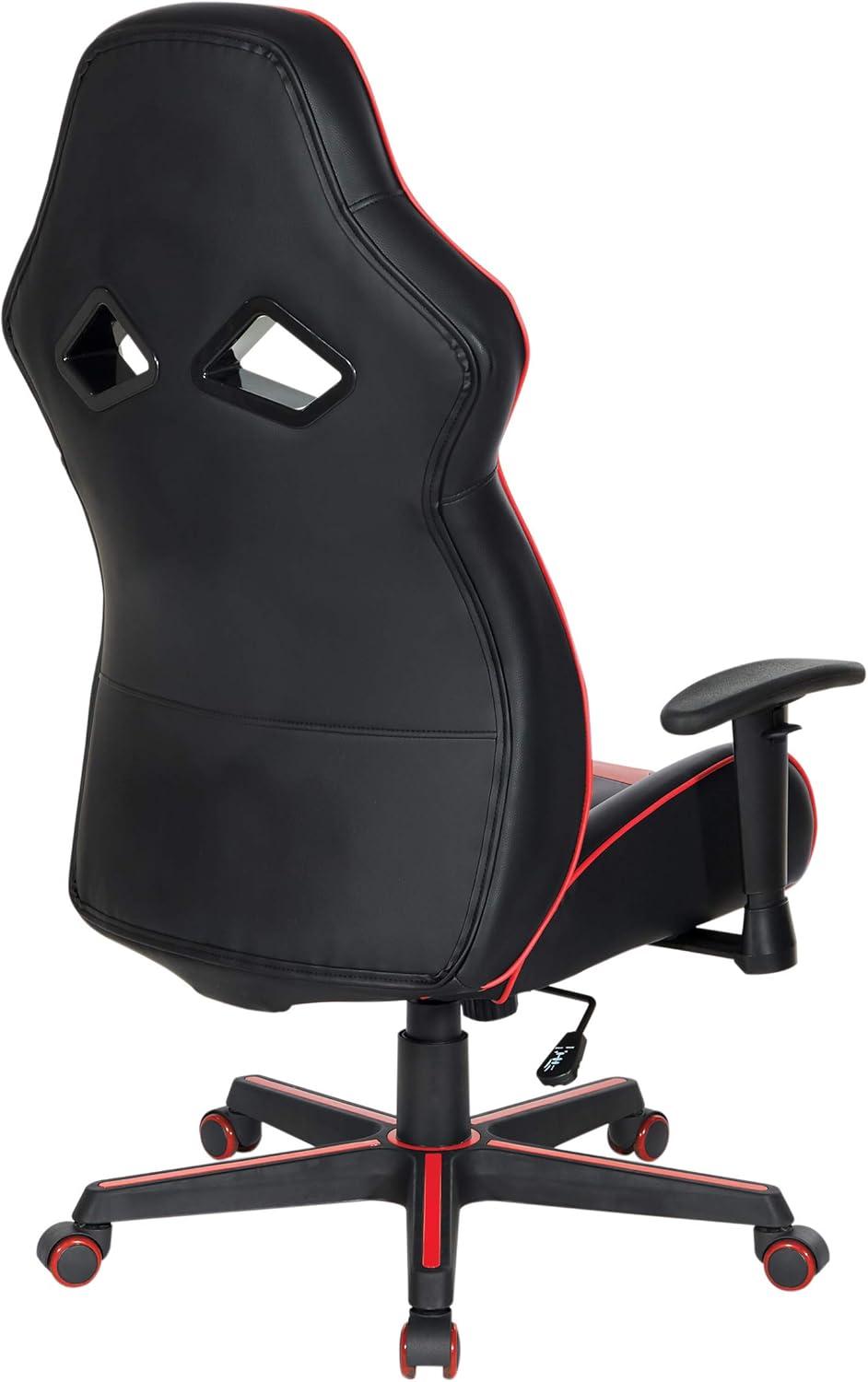 Vapor Gaming Chair in Black Faux Leather with Red Accents