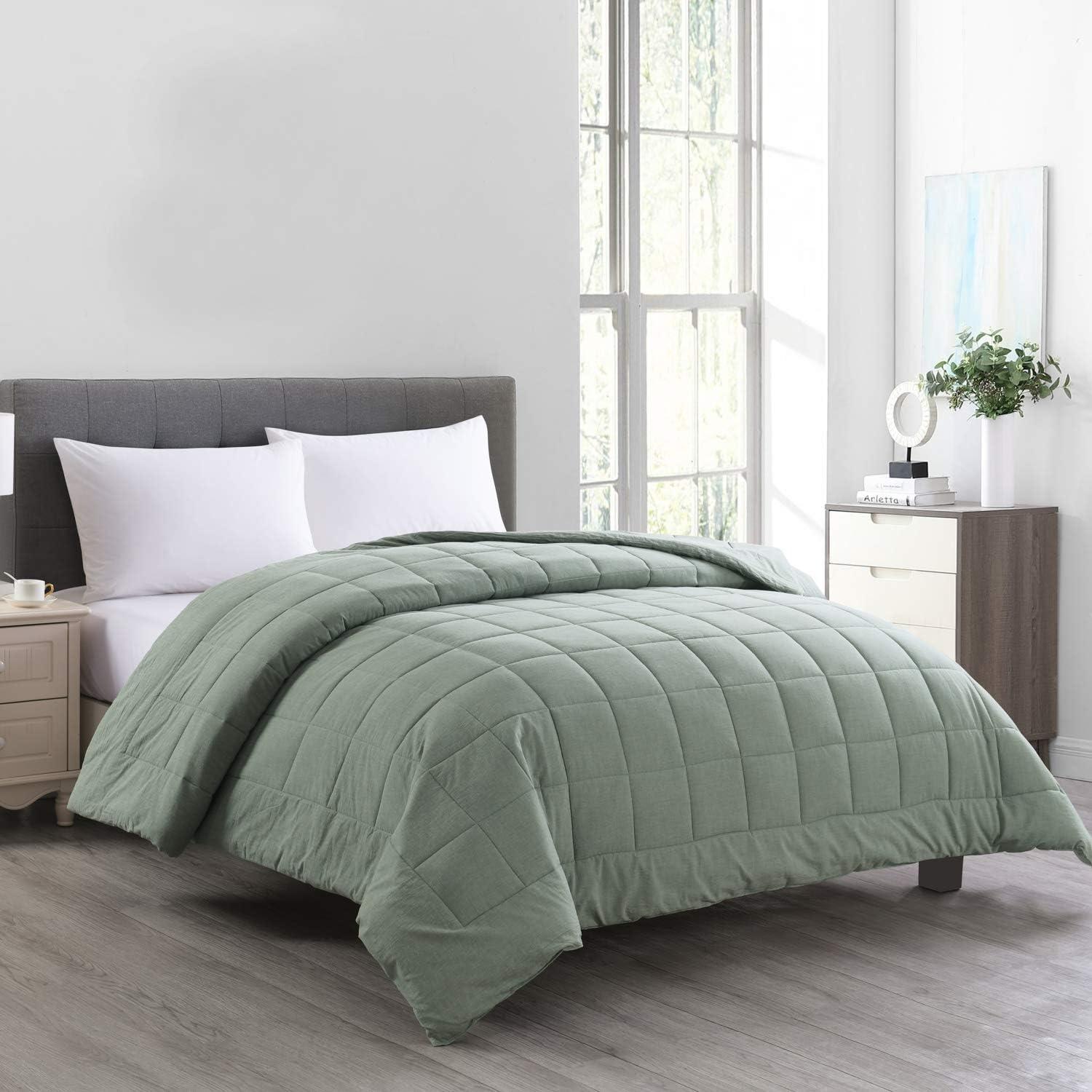 King Size Green Cotton Machine Washable Comforter