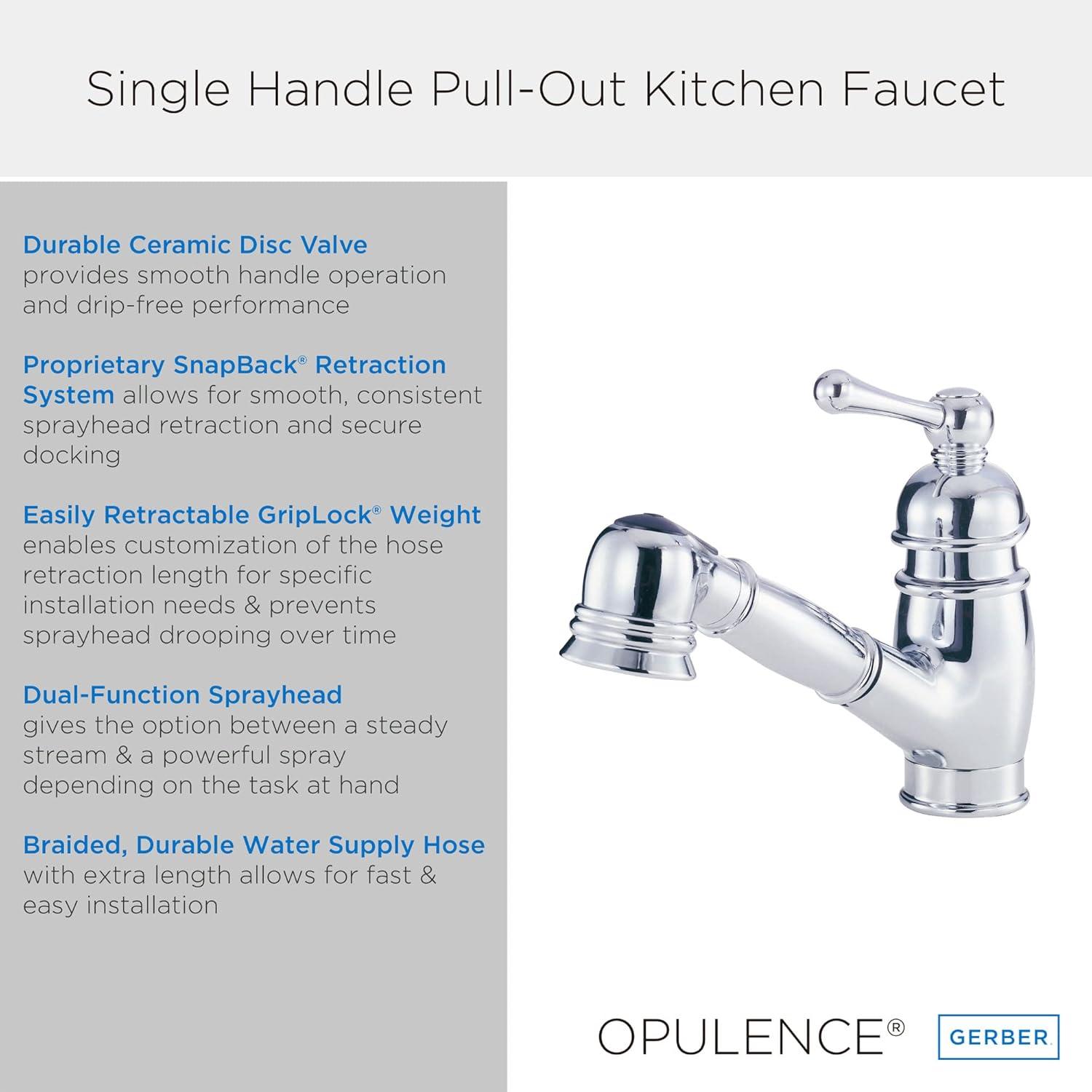 Opulence 1H Pull Out Single Handle Kitchen Faucet with Side Spray