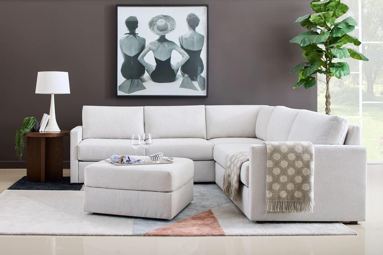 Flex 5 - Piece Upholstered Modular Sectional with Bumper Ottoman