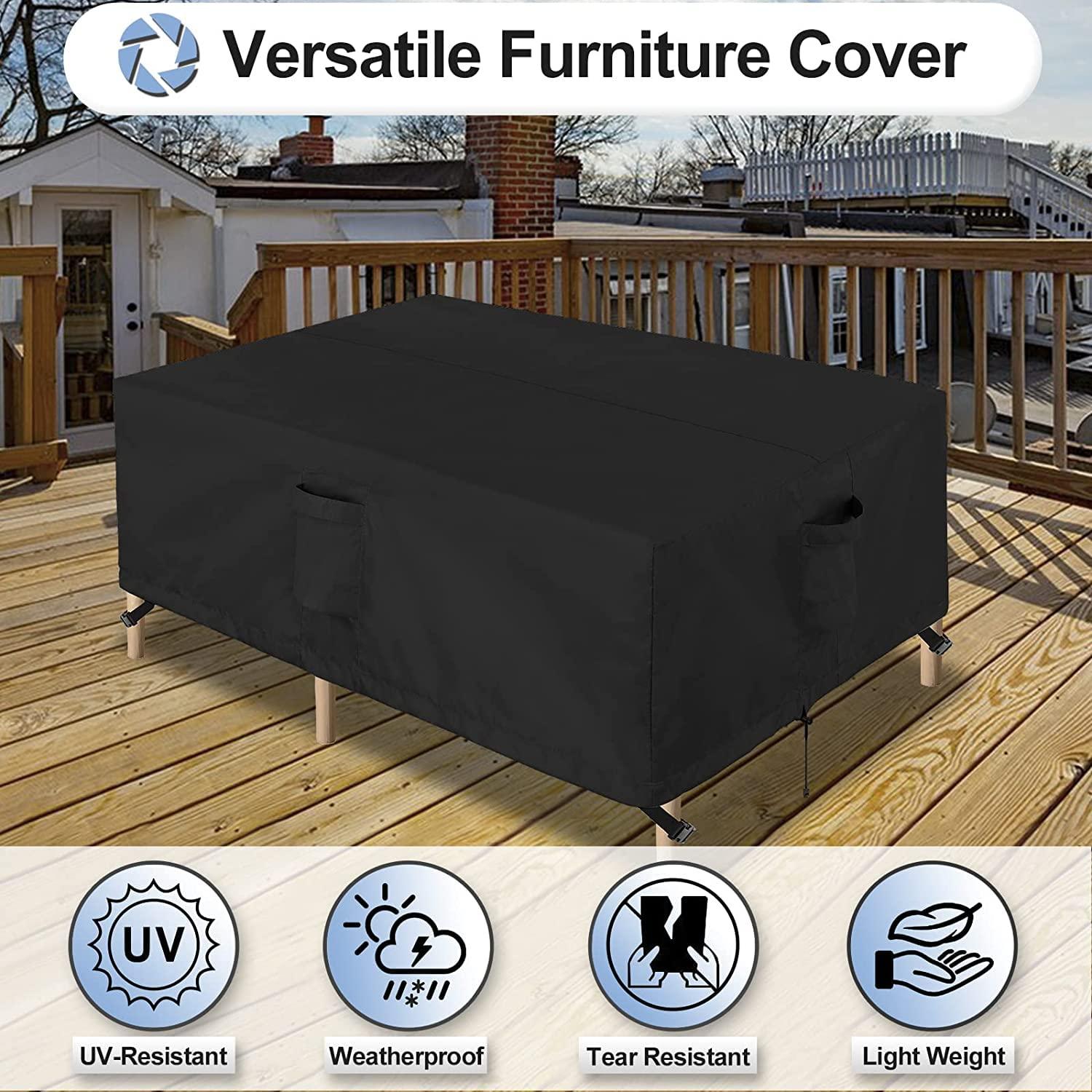 OutdoorLines Outdoor Waterproof Patio Table Furniture Set Covers - Rectangle Couch Sectional Cover Outside Weatherproof Patio Furniture Covering for Deck, Lawn and Backyard 126"L x 63"W x 28"H, Black