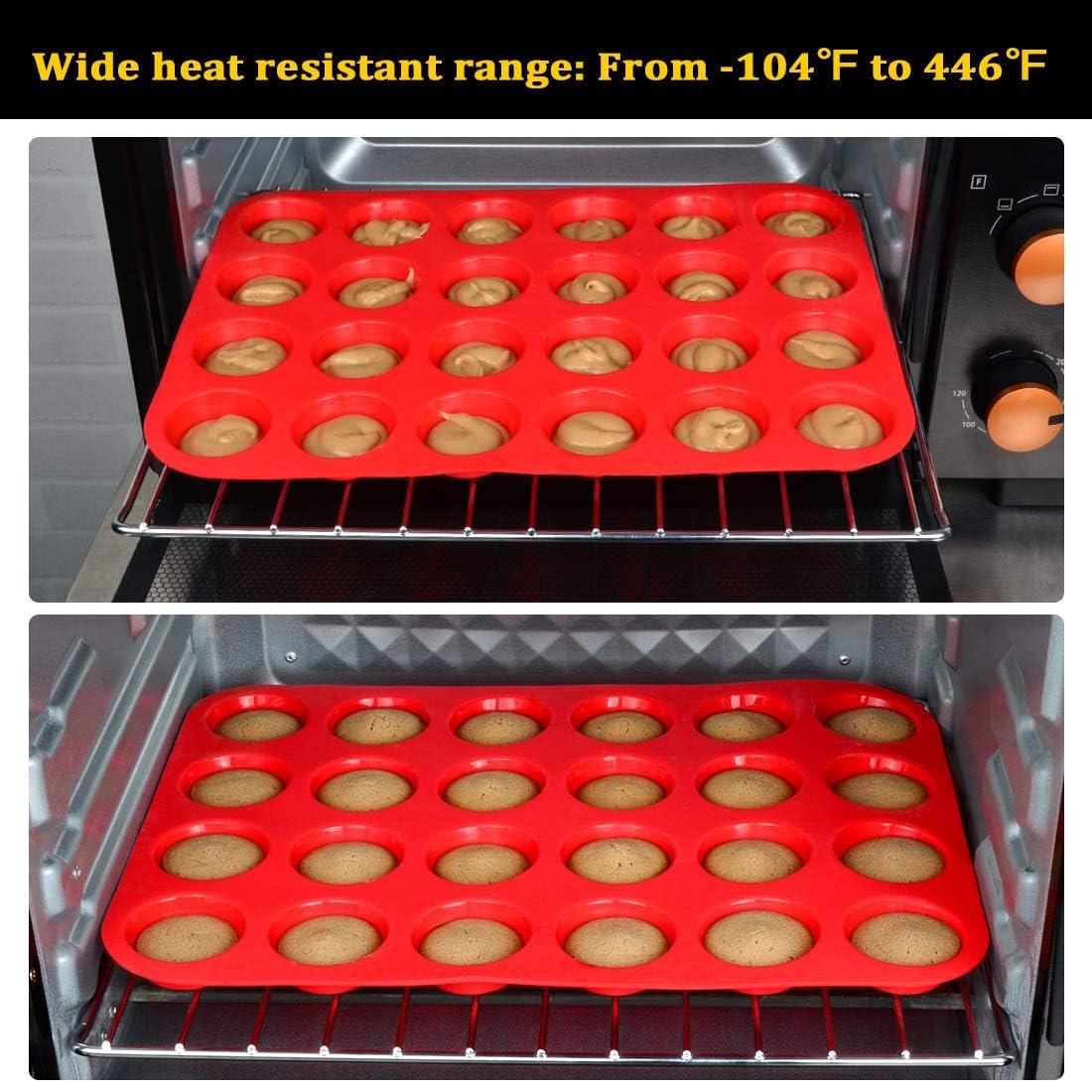 Artrylin 24 Cups Silicone Muffin Pan Cupcake Pans,Silicone Baking Molds,Nonstick BPA Free