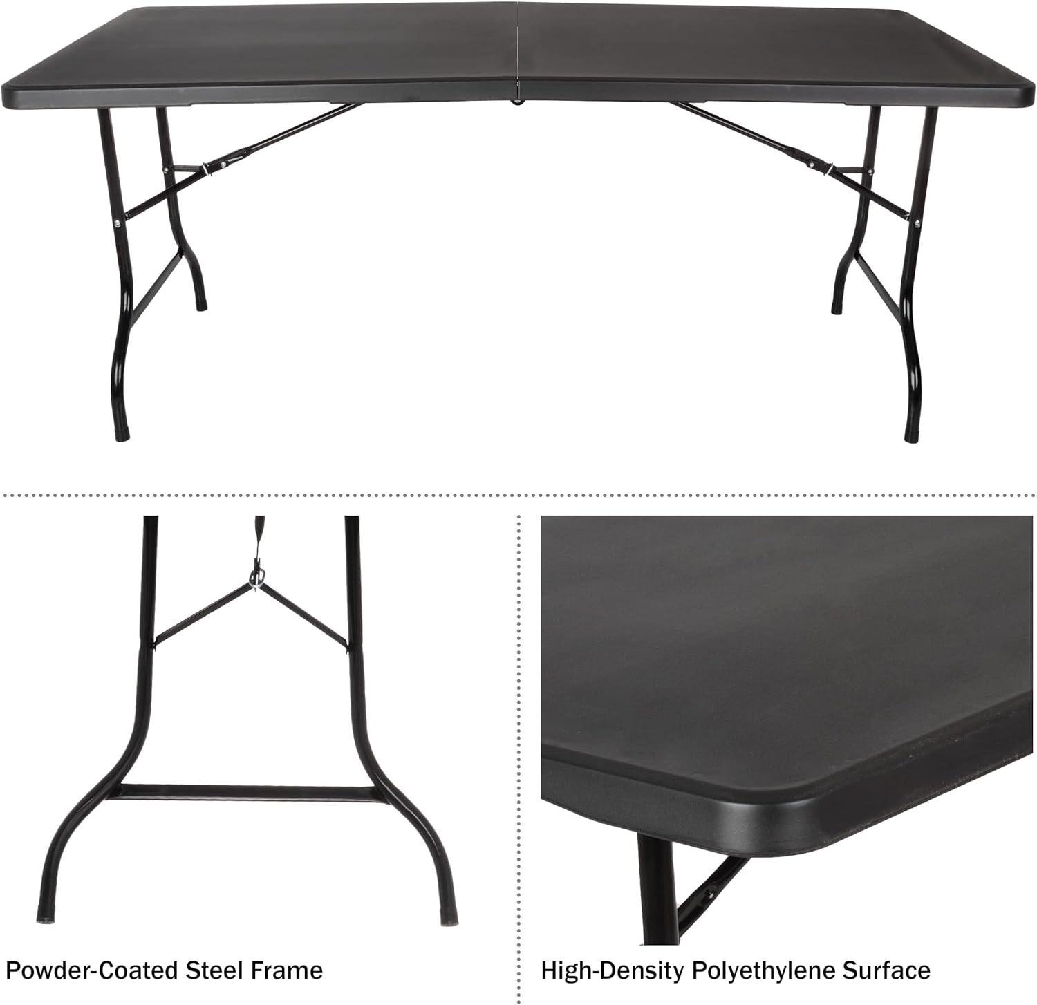 Hasting Home Adjustable Folding Table - Plastic Utility Tabletop